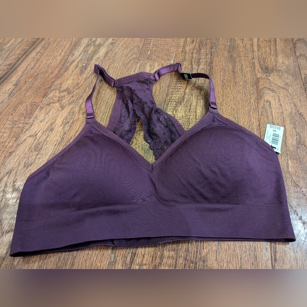 New Torrid Lace Wireless Bralette seamless Lace racerback purple size 10 M L - Picture 12 of 12